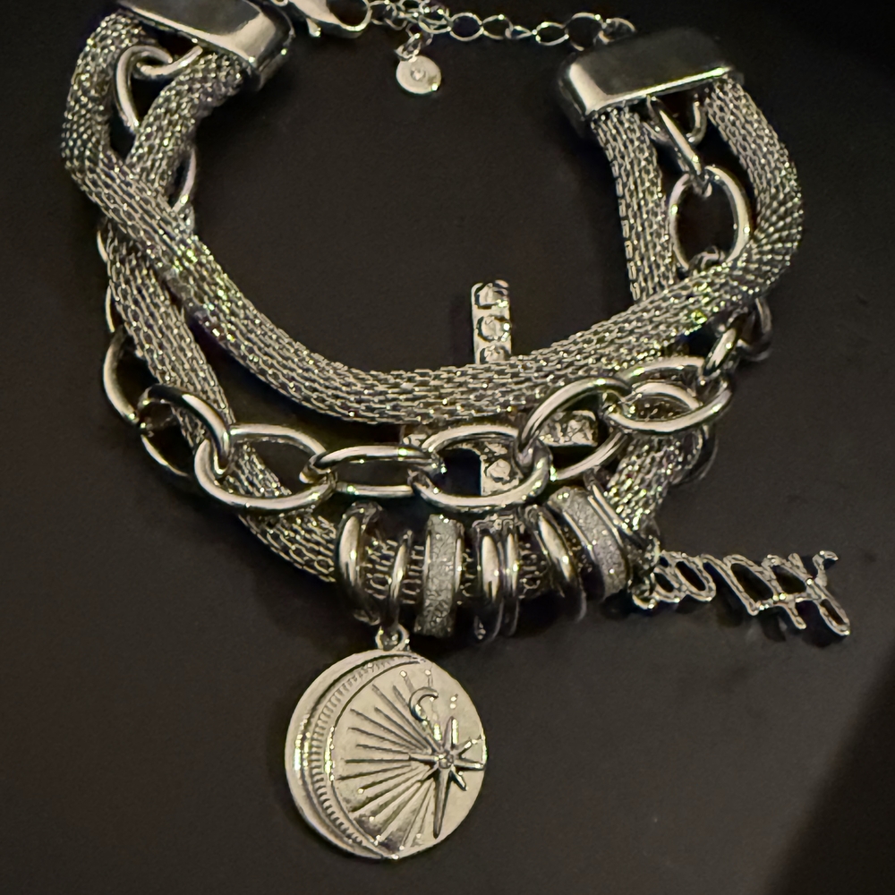 Ashley Stewart Silver Multi-Chain Bracelet